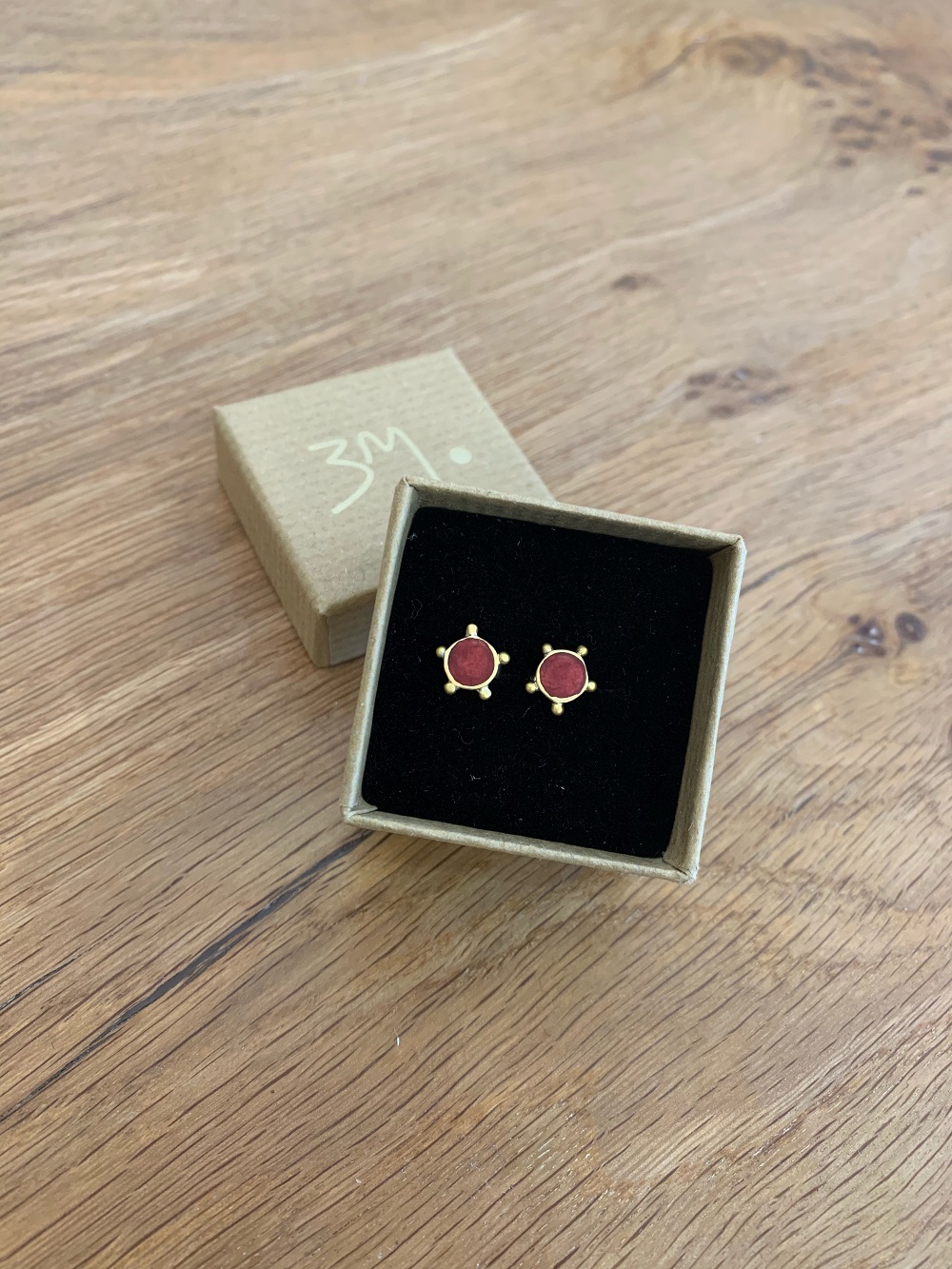 Trans Red Gold Dot Studs 
